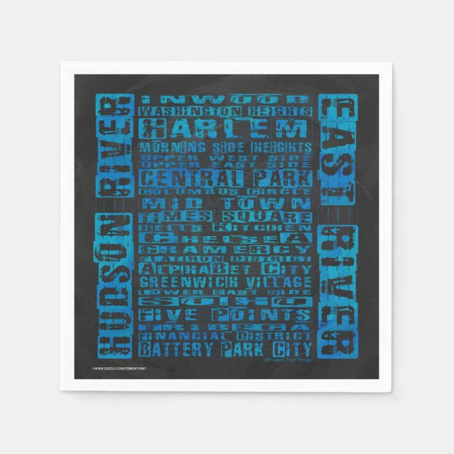 Serviette En Papier Quartiers NYC Bleu (Devant)