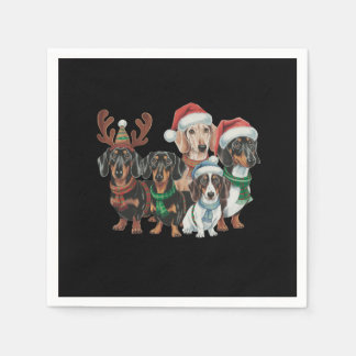 Serviette En Papier Quatre Chiens De Dachshund Habillés D'Attitude Fes