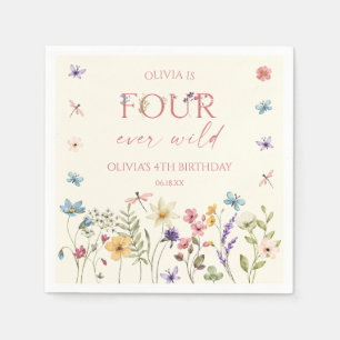 Serviette En Papier Quatre Ever Wild Wildflower 4ème Anniversaire