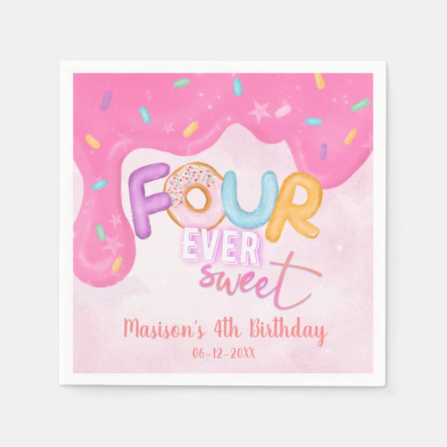 Serviette En Papier quatre fois doux Pink Frosting Girl's Birthday (Devant)