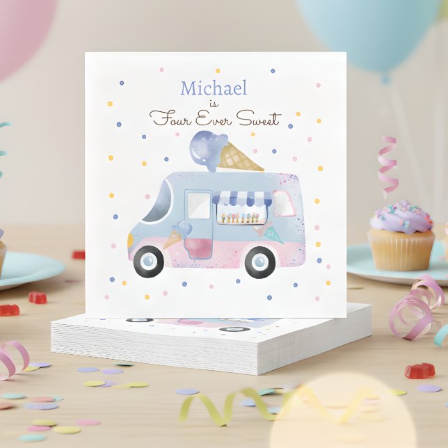 Serviette En Papier Quatre jamais douce glace camion à quatre ans (Créateur téléchargé)