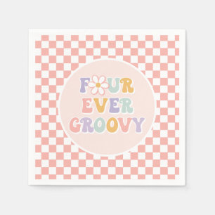 Serviette En Papier Quatre pour toujours groovy Rose à carreaux de mar