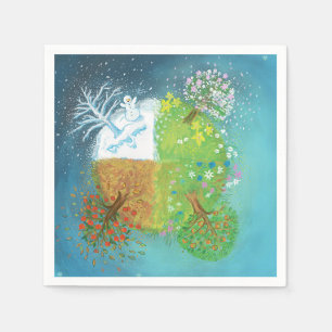 Serviette En Papier Quatre saisons sur Terre