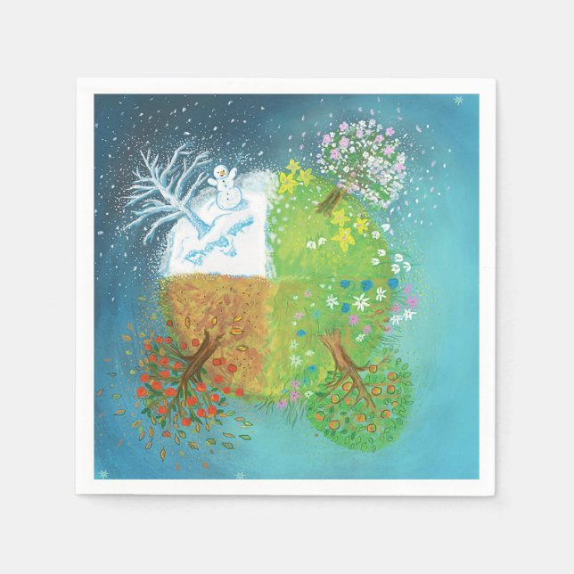 Serviette En Papier Quatre saisons sur Terre (Devant)