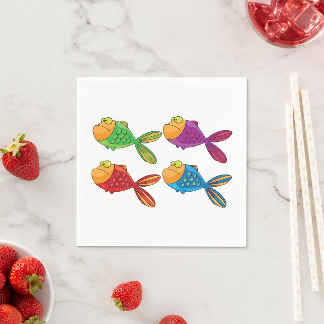 Serviette En Papier Quatre serviettes de poisson amusantes (Créateur téléchargé)