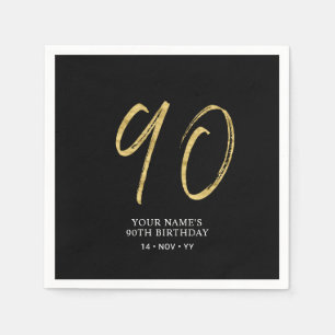 Serviette En Papier Quatre-vingt-dix   Lettre dorée et noire pour 90e 
