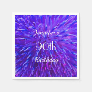 Serviette En Papier Quatre-vingt-dixième fête d'anniversaire bleue