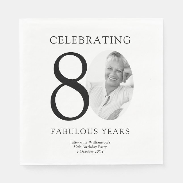 Serviette En Papier Quatre-vingts ans fabuleux 80e anniversaire (Devant)
