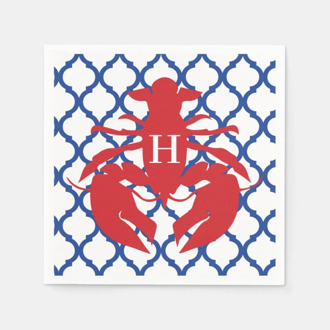 Serviette En Papier Quatrefoil Homard Monogram Party Napkins (Devant)