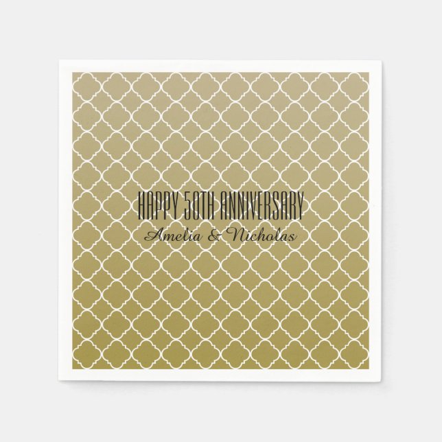 Serviette En Papier Quatrefoil Or Chic (Devant)