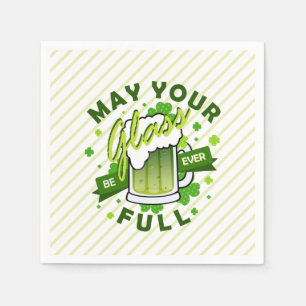 Serviette En Papier Que Votre Verre Soit Plein Bière Verte St. Patrick