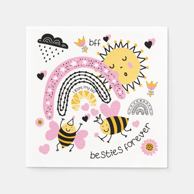 Serviette En Papier Queen Bees Best Friends Forever Cute (Devant)