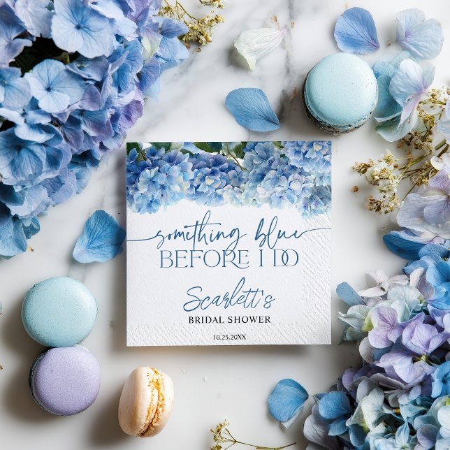 Serviette En Papier Quelque chose de bleu avant de faire ma robe de ma (Something Blue Before I Do Blue Hydrangea Bridal Napkins)