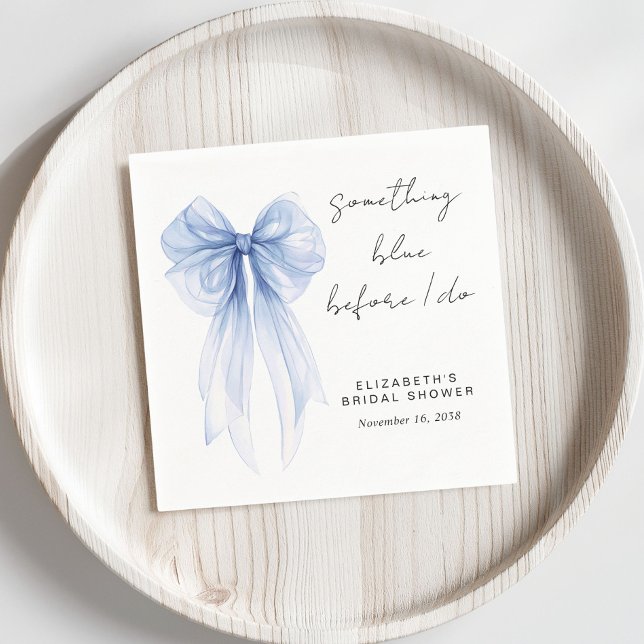 Serviette En Papier Quelque chose de bleu Coquette Bow Fête des mariée (Créateur téléchargé)