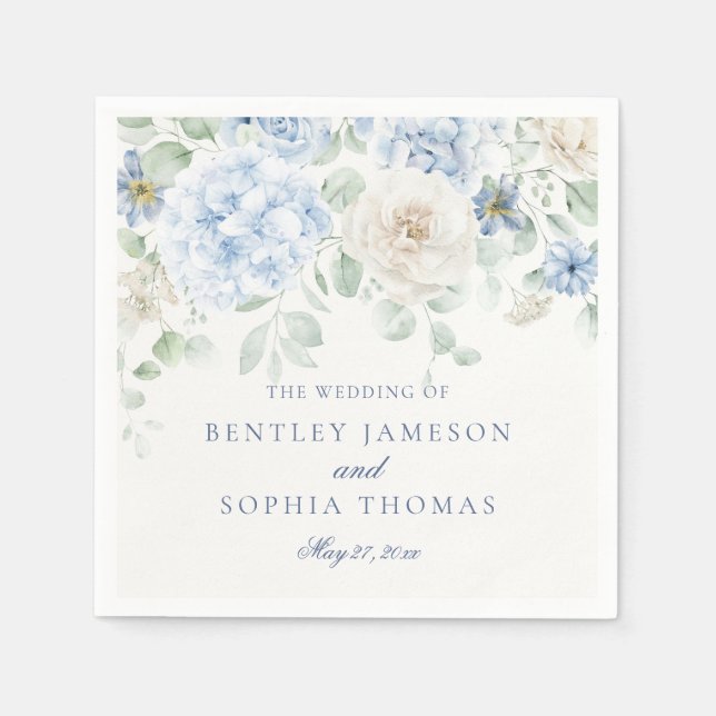 Serviette En Papier Quelque chose de bleu Floral Hydrangea Décor Maria (Devant)