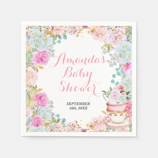 Serviette En Papier Quelque chose de sucré brasse le Baby shower Tea P (Devant)