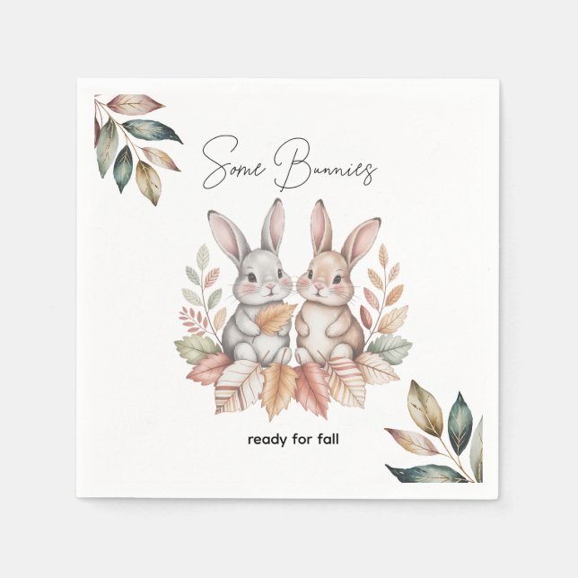 Serviette En Papier Quelques lapins prêts pour l'automne (Devant)