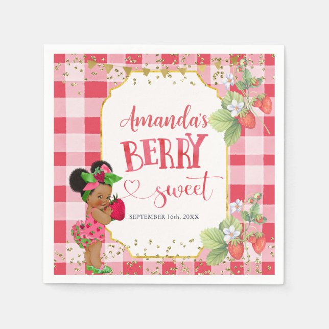 Serviette En Papier Quelqu'un Berry Sweet Strawberry Girl Baby shower (Devant)