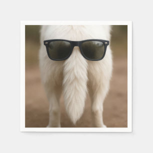 Serviette En Papier Queue de chien avec lunettes de soleil 