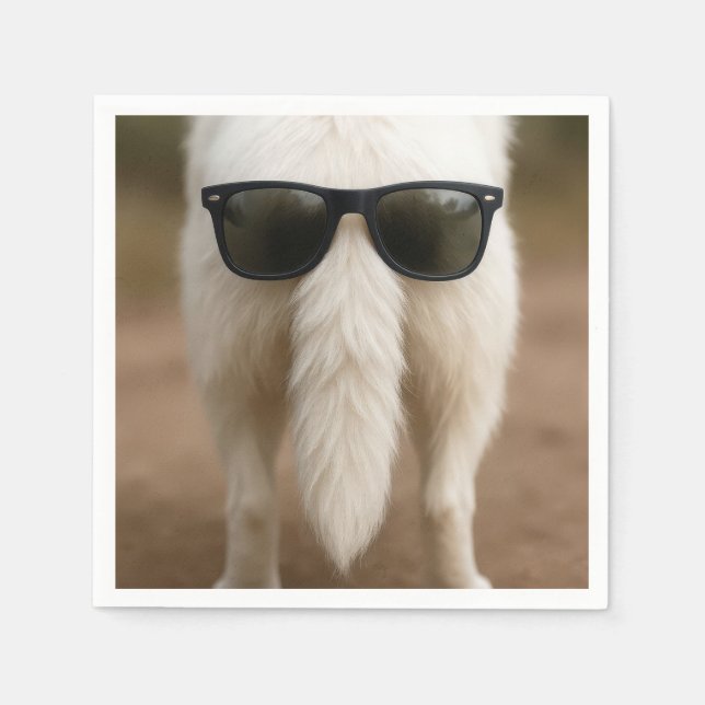 Serviette En Papier Queue de chien avec lunettes de soleil  (Devant)