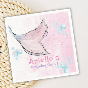 Serviette En Papier Queue de sirène à l'aquarelle rose et violet