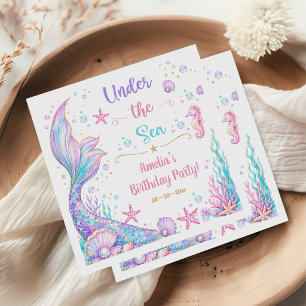 Serviette En Papier Queue de sirène sous la mer Anniversaire