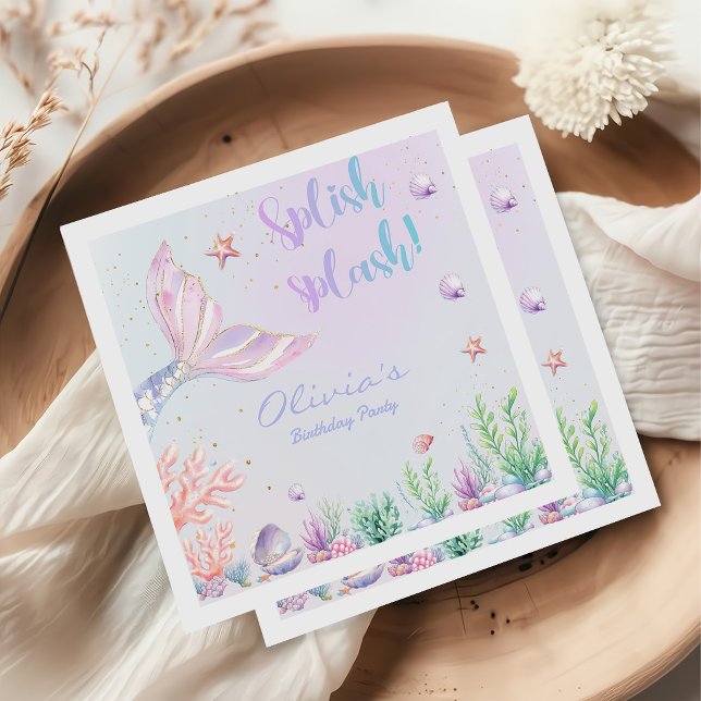 Serviette En Papier Queue de sirène sous la mer Anniversaire (Créateur téléchargé)