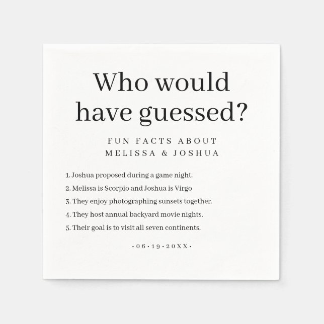 Serviette En Papier Qui aurait deviné le Mariage (Devant)