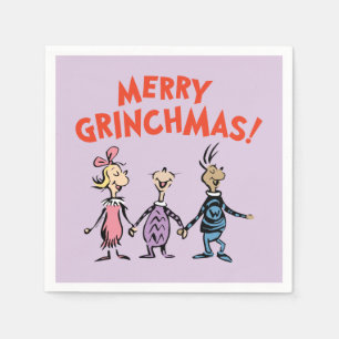 Serviette En Papier Qui se tient par la main Joyeux Grinchmas