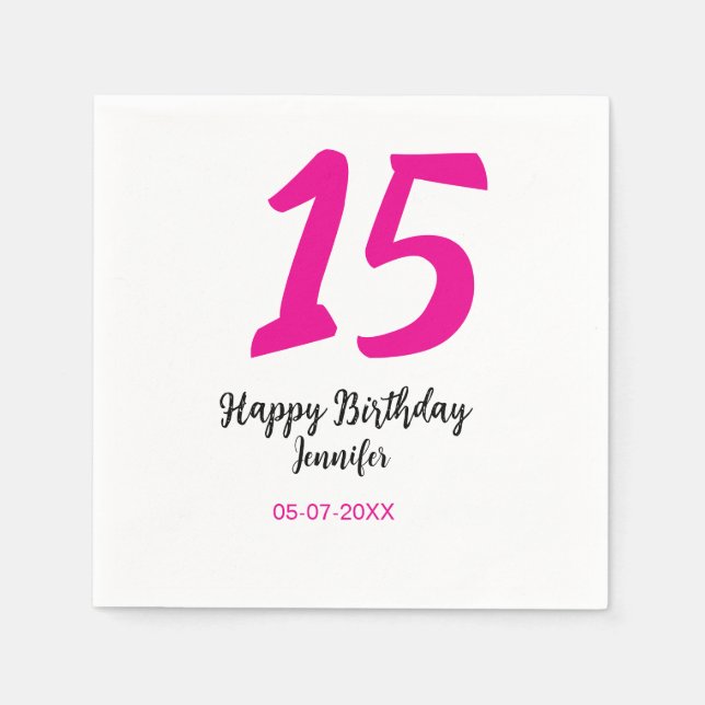 Serviette En Papier quiencenera 15e anniversaire ajouter date année te (Devant)