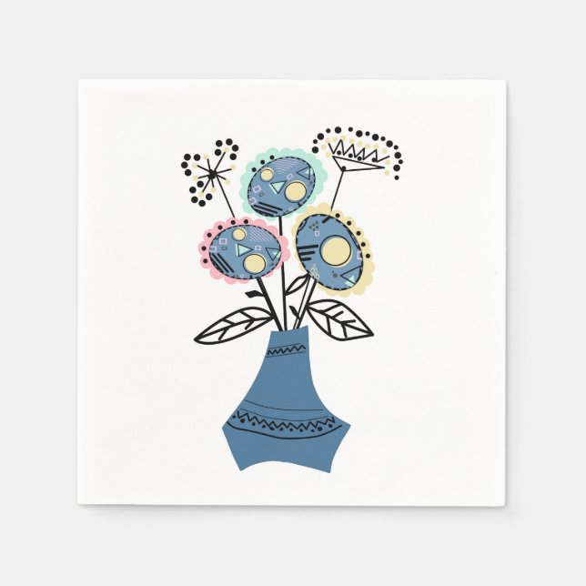 Serviette En Papier Quilling, fleurs dans le vase (Devant)