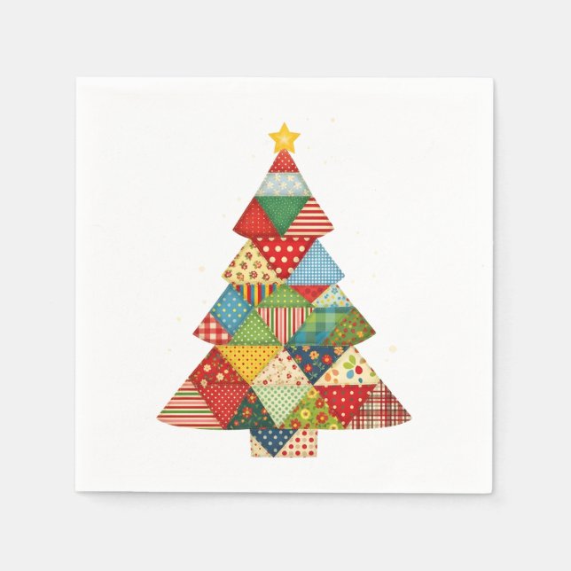 Serviette En Papier Quilt Christmas Tree Festive Quilt Lovers  (Devant)