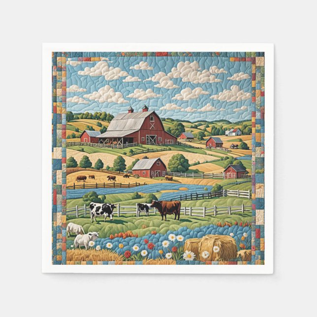 Serviette En Papier Quilt de ferme (Devant)