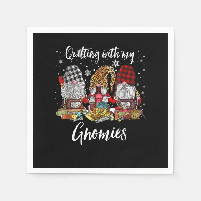 Serviette En Papier Quilter Avec Mes Gnomies Noël Gnomes Holiday (Devant)