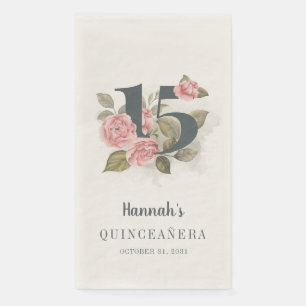 Serviette En Papier Quinceanera 15e anniversaire de floraison