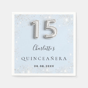 Serviette En Papier Quinceanera bébé bleu argent parties scintillant p