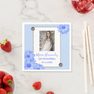 Serviette En Papier Quinceanera bleu clair