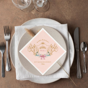 Serviette En Papier Quinceanera Classy Couronne Vintage Cadre Personna