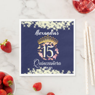 Serviette En Papier Quinceanera espagnole bleu marine