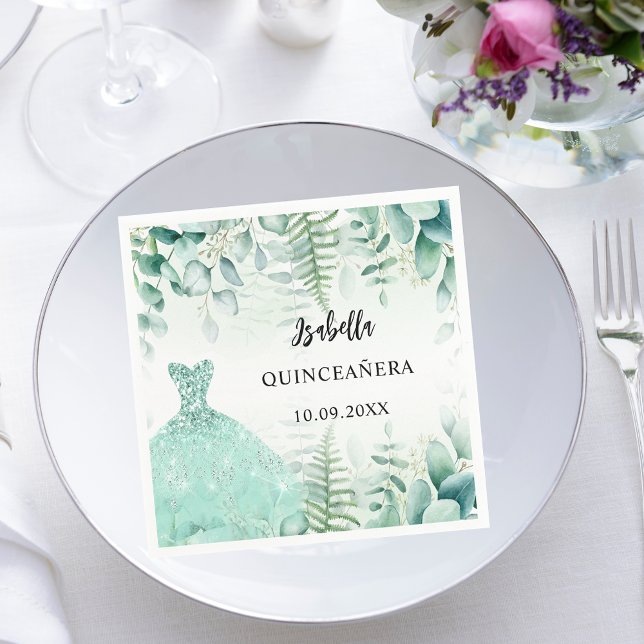 Serviette En Papier Quinceanera eucalyptus bois vert (Créateur téléchargé)