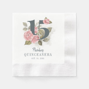 Serviette En Papier Quinceanera Floral rustique 15e anniversaire