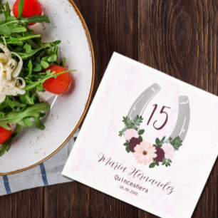 Serviette En Papier Quinceanera Floral Western Horseshoe