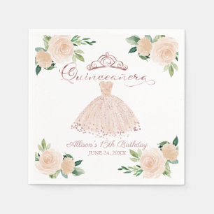 Serviette En Papier Quinceanera florale