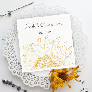 Serviette En Papier Quinceanera Graphique de tournesol Jaune