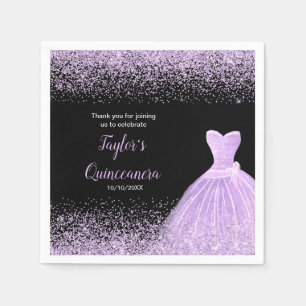 Serviette En Papier Quinceanera Lumière Violet Parties scintillant Fau