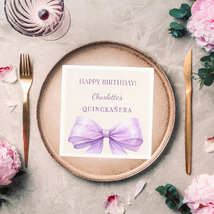Serviette En Papier Quinceanera noeud lavande ivoire déjeuner