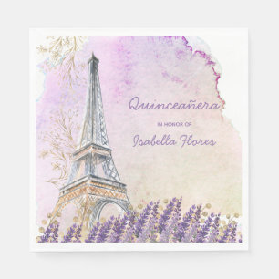 Serviette En Papier Quinceanera Paris Tour Eiffel Lavande Française