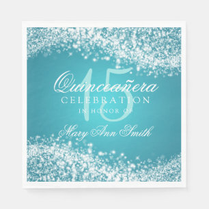 Serviette En Papier Quinceanera Party Sparkling Wave Turquoise