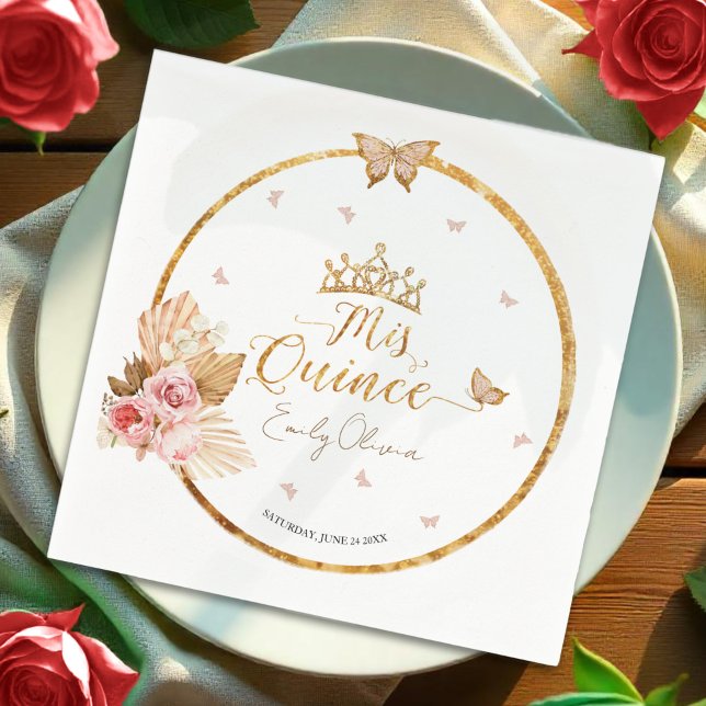 Serviette En Papier Quinceanera rose pâle (Créateur téléchargé)