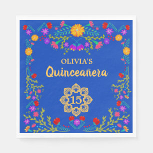 Serviette En Papier Quinceanera Royal Blue Mexican Fiesta Anniversaire